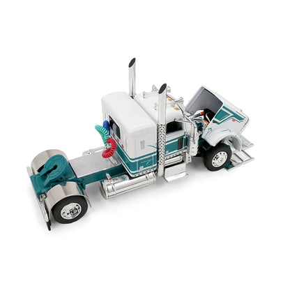 DCP by First Gear 1:64-White/Dark Teal Peterbilt Model 389 with 36" Flat Top Sleeper &amp; 28&