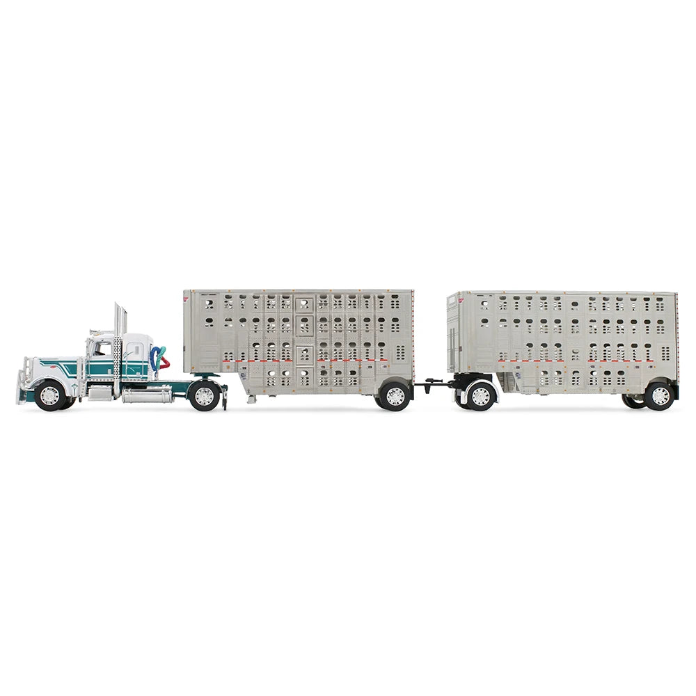 DCP by First Gear 1:64-White/Dark Teal Peterbilt Model 389 with 36" Flat Top Sleeper &amp; 28&