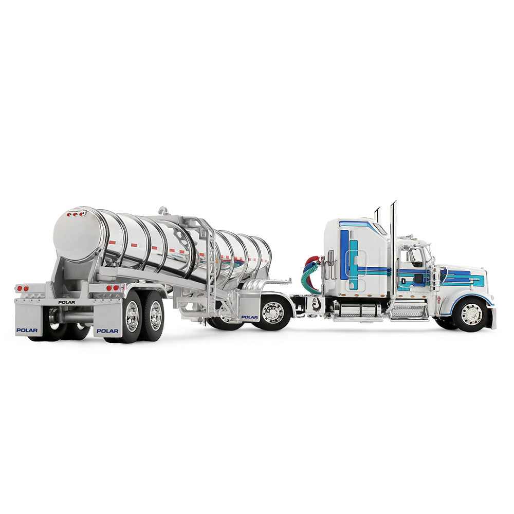 Kenworth W900L avec cabine-couchette Aerodyne de 60 po et remorque surbaissée Polar DCP par First Gear 1:64 – 60-2353