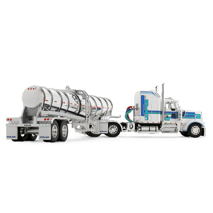 Kenworth W900L avec cabine-couchette Aerodyne de 60 po et remorque surbaissée Polar DCP par First Gear 1:64 – 60-2353