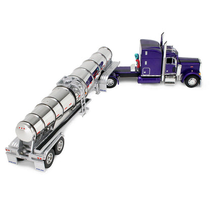 Peterbilt 379 « Wild Orchid » avec cabine-couchette Mid-Roof de 63 po et remorque surbaissée Polar 60-2354