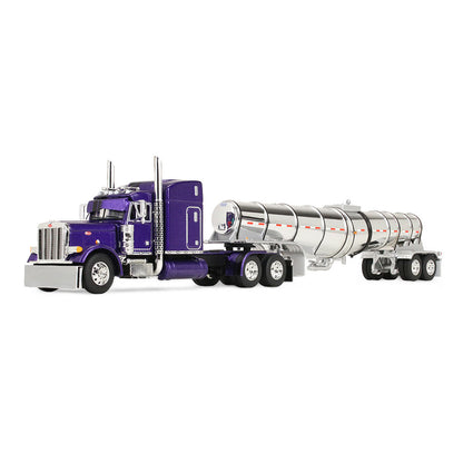 Peterbilt 379 « Wild Orchid » avec cabine-couchette Mid-Roof de 63 po et remorque surbaissée Polar 60-2354