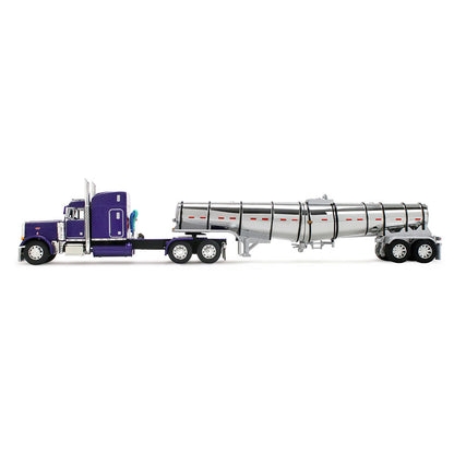 Peterbilt 379 « Wild Orchid » avec cabine-couchette Mid-Roof de 63 po et remorque surbaissée Polar 60-2354