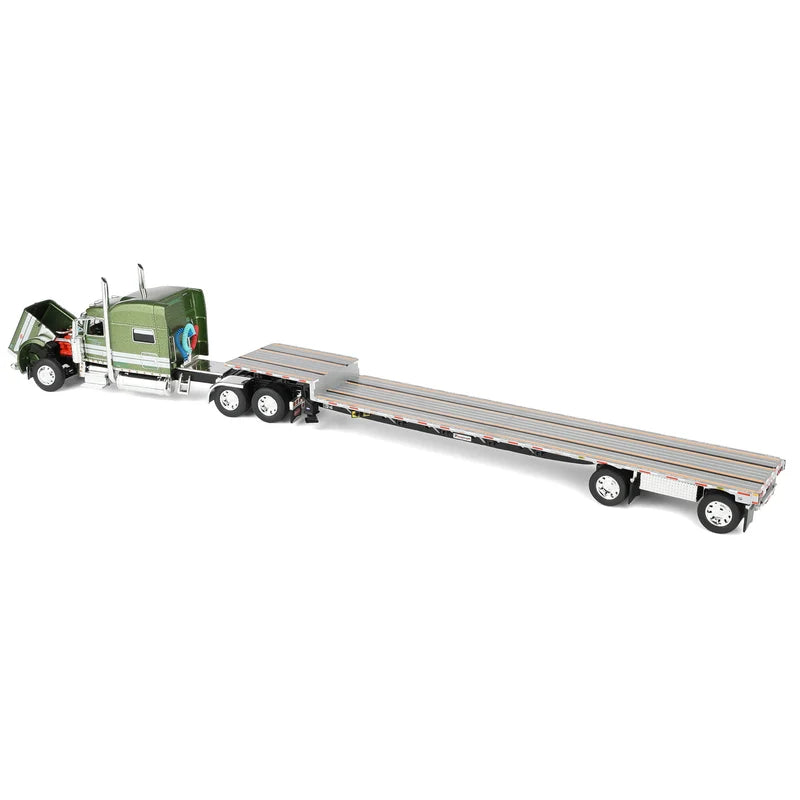 Peterbilt 389 Zimmerman Transport with 70” Mid-Roof Sleeper &amp; Transcraft Step Deck Trailer – DCP by First Gear 1:64 – 60-2401