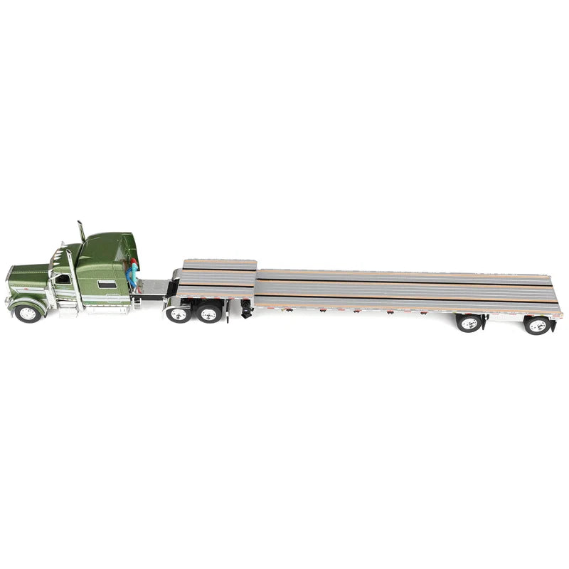 Peterbilt 389 Zimmerman Transport with 70” Mid-Roof Sleeper &amp; Transcraft Step Deck Trailer – DCP by First Gear 1:64 – 60-2401