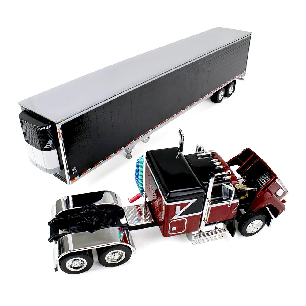 First Gear 1:64 Ford LTL 9000 Volcano Red with 48” Flat Top Sleeper &amp; 53’ Utility Reefer Trailer – 60-2416