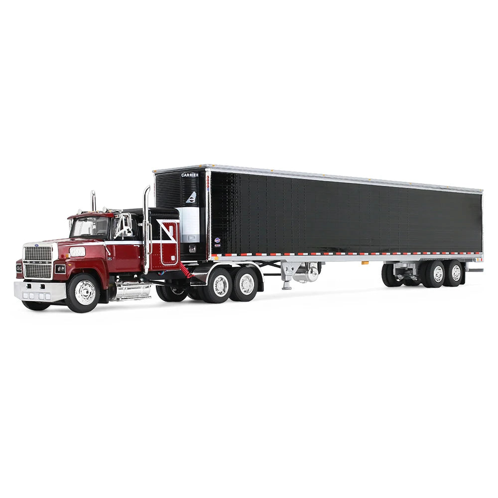 First Gear 1:64 Ford LTL 9000 Volcano Red with 48” Flat Top Sleeper &amp; 53’ Utility Reefer Trailer – 60-2416