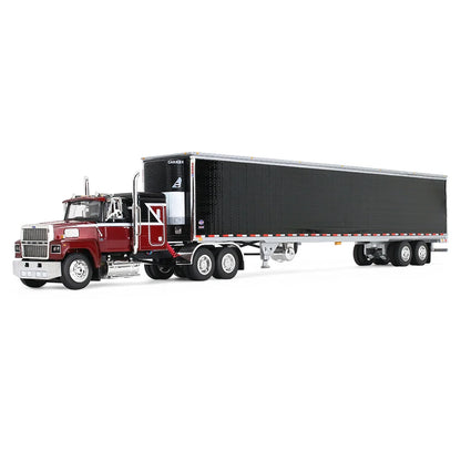 First Gear 1:64 Ford LTL 9000 Volcano Red with 48” Flat Top Sleeper &amp; 53’ Utility Reefer Trailer – 60-2416