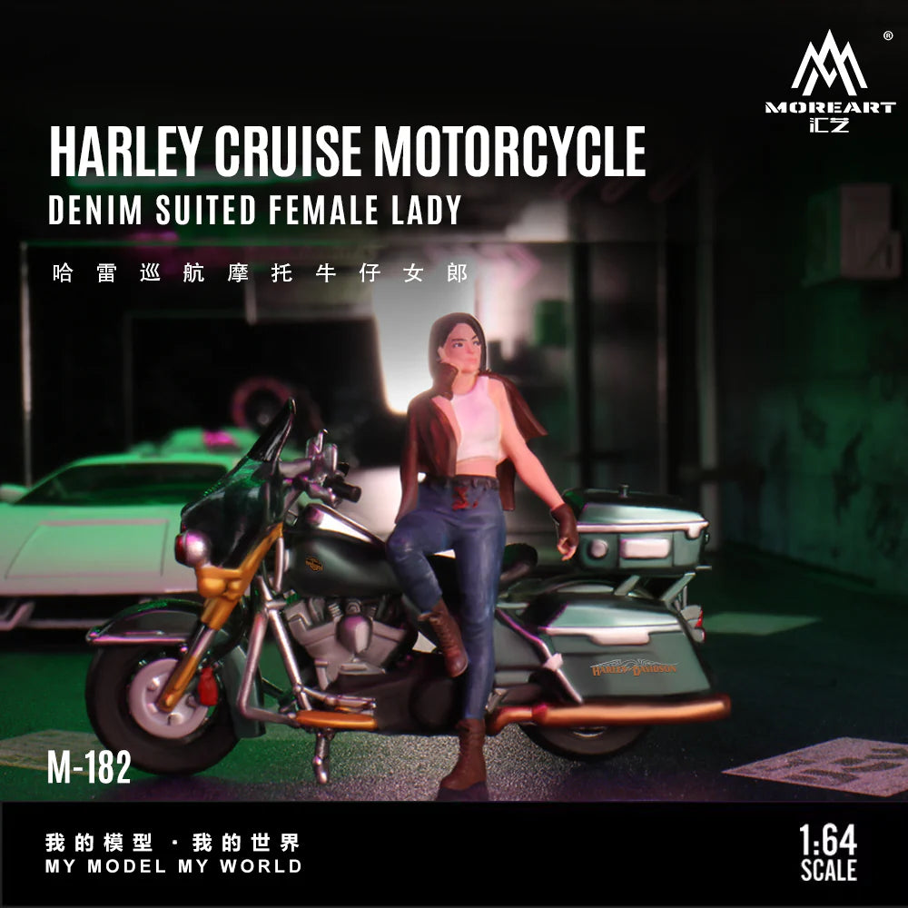 MoreArt 1:64 Harley Cruise avec femme en tenue denim – MO222182