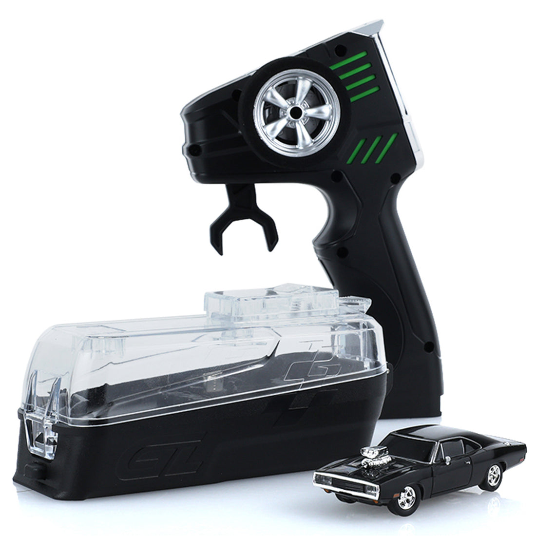 (PRE-ORDER 2027) GreenLight GL Motion 1:64 1970 Dodge Charger Black Dom’s Charger – Fast &amp; Furious – R/C Car &amp; Remote Combo – GLM-INT-612002