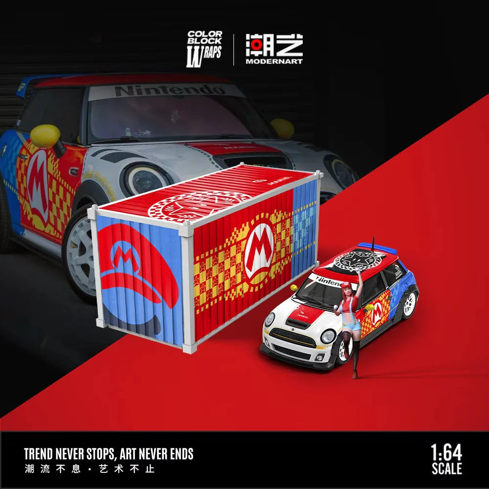 ModernArt 1:64-BMW Mini Cooper w/Figurine &amp; Container MARIO BROS. MD643645-2