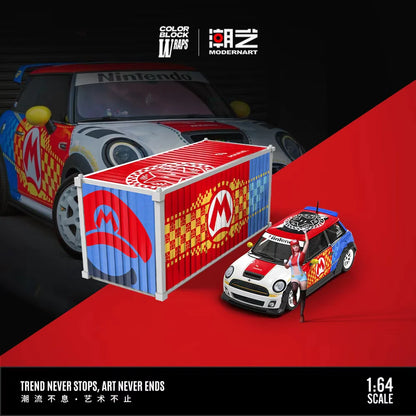 ModernArt 1:64-BMW Mini Cooper w/Figurine &amp; Container MARIO BROS. MD643645-2