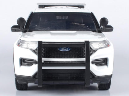 WHITE-2022 Police Interceptor Utility with Lighbars and Push Bumpers (Builder Kit)-1:24