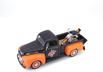 Maisto 1:24 Ford F1 Pickup 1948 avec Harley-Davidson FLH Duo Glide – H-D Custom – 32180BKOR