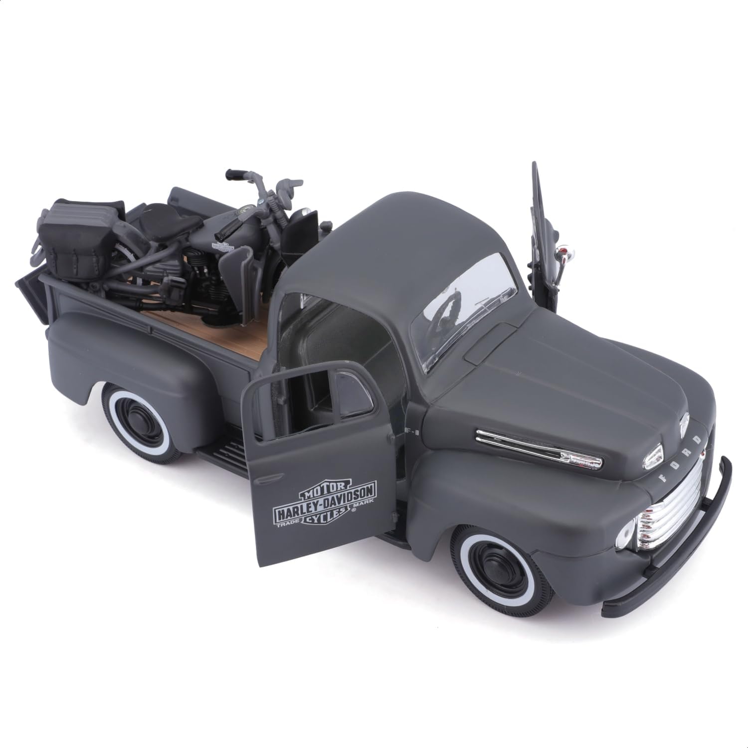 Maisto 1:24 Ford F1 Truck 1948 avec Flathead – Gris – Harley-Davidson – 32185GRY