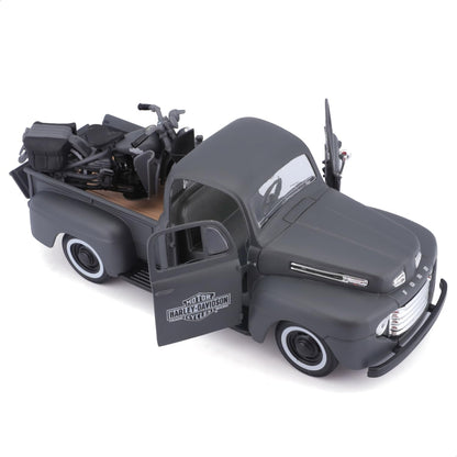 Maisto 1:24 Ford F1 Truck 1948 avec Flathead – Gris – Harley-Davidson – 32185GRY