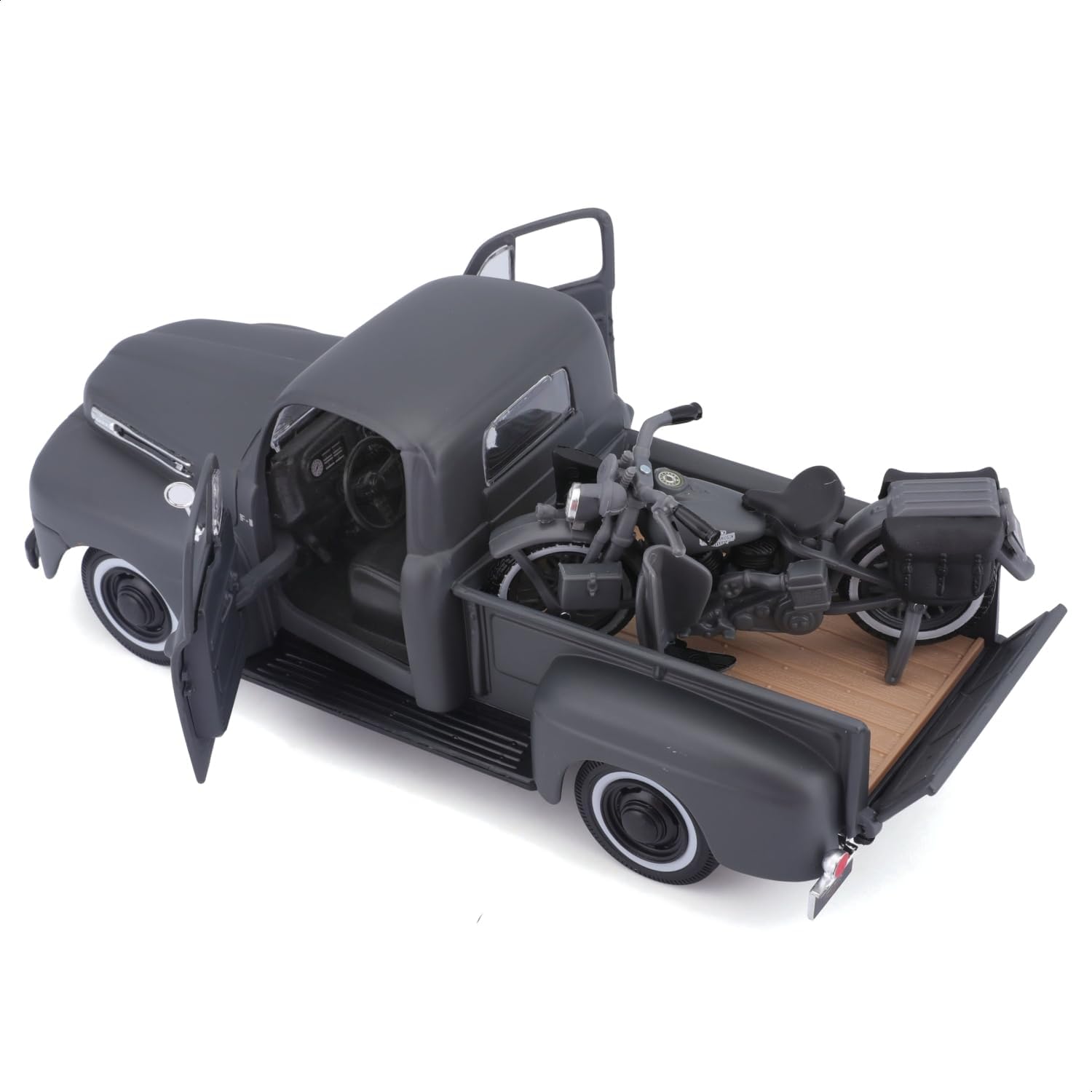 Maisto 1:24 Ford F1 Truck 1948 avec Flathead – Gris – Harley-Davidson – 32185GRY