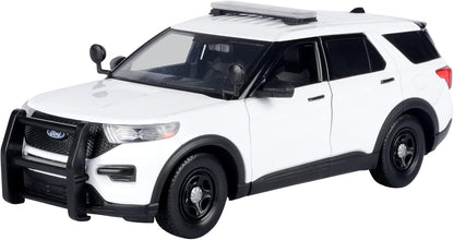 WHITE-2022 Police Interceptor Utility with Lighbars and Push Bumpers (Builder Kit)-1:24