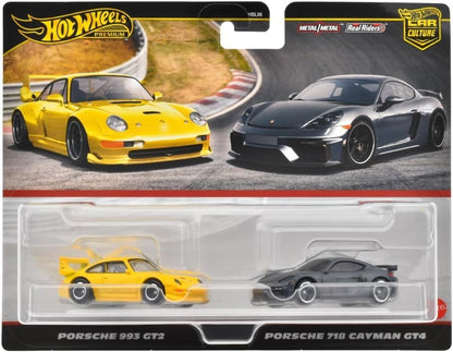 (PRE-ORDER 2025) Porsche 993 GT2/ Porsche 718 Cayman GT4, (HRR82), Hot Wheels Premium 2 Pack