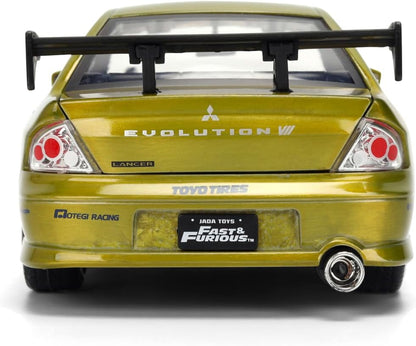 Jada 1:24 Mitsubishi Lancer Evolution VII de Brian – Vert effet brossé – 25 Years of Fast &amp; Furious – JD37874
