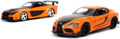 Jada 1:32 Han’s Mazda RX-7 &amp; Toyota GR Supra – Orange – Fast &amp; Furious Twin Pack – JD32910