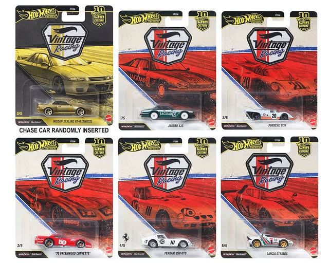 Hot Wheels Car Culture - 2026 Vintage Racing Series 10-Car Case FPY86-961T