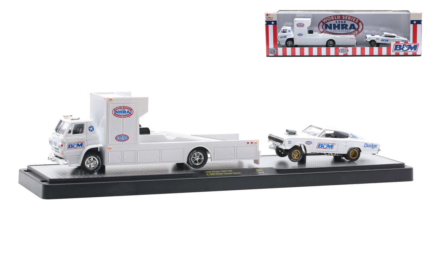 1966 Dodge L600 COE &amp; 1966 Dodge Charger Gasser - M2 Machines Auto-Haulers Walmart Release S41 (36000-S41B)