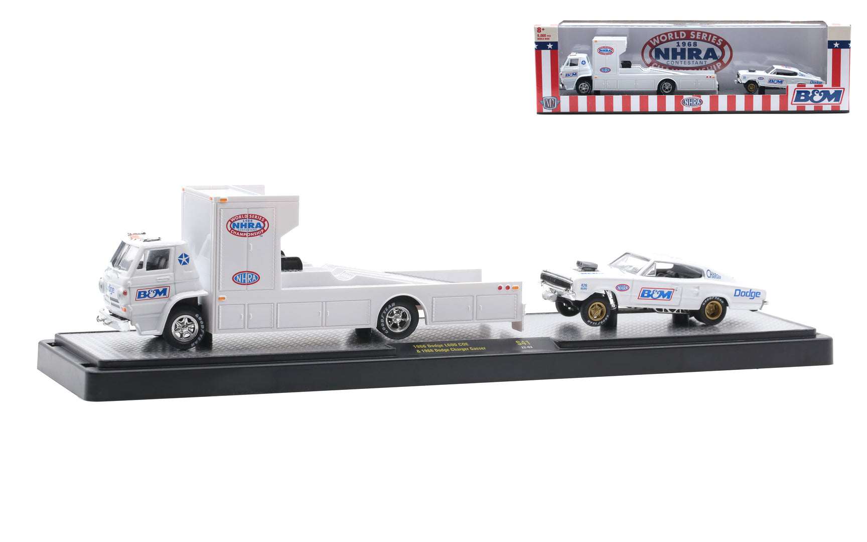 1966 Dodge L600 COE &amp; 1966 Dodge Charger Gasser - M2 Machines Auto-Haulers Walmart Release S41 (36000-S41B)