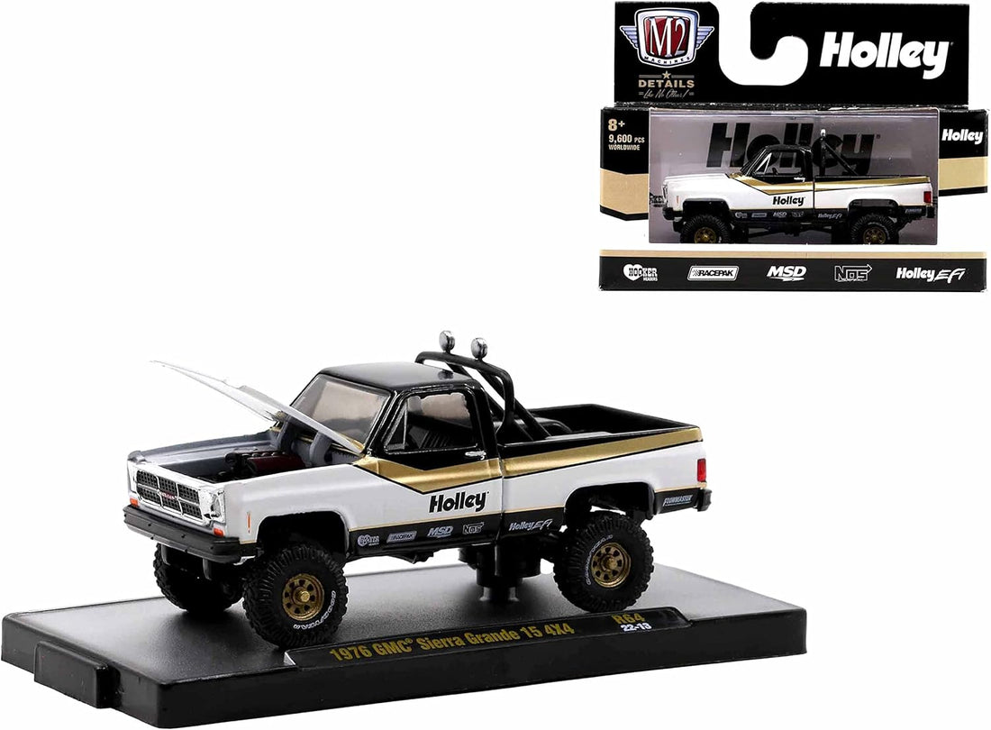 Holley-1976 Sierra Grande 15 4x4 Pickup Truck Black with White and Gold Stripes-Auto Meets Release 64