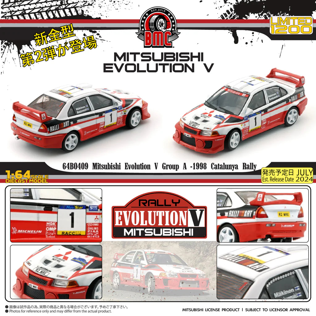 BM CREATIONS 1/64 - Mitsubishi Lancer EVO V Group A - 1998 Catalunya Rally - 64B0409