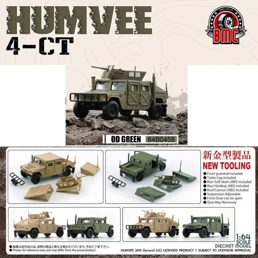 BM CREATIONS 1/64 - HUMVEE 4-CT - "OD Green" - 64B0458
