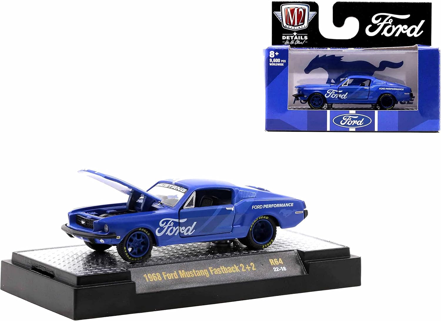 1968 Mustang Fastback 2+2 Blue with Graphics-Auto Meets Release 64