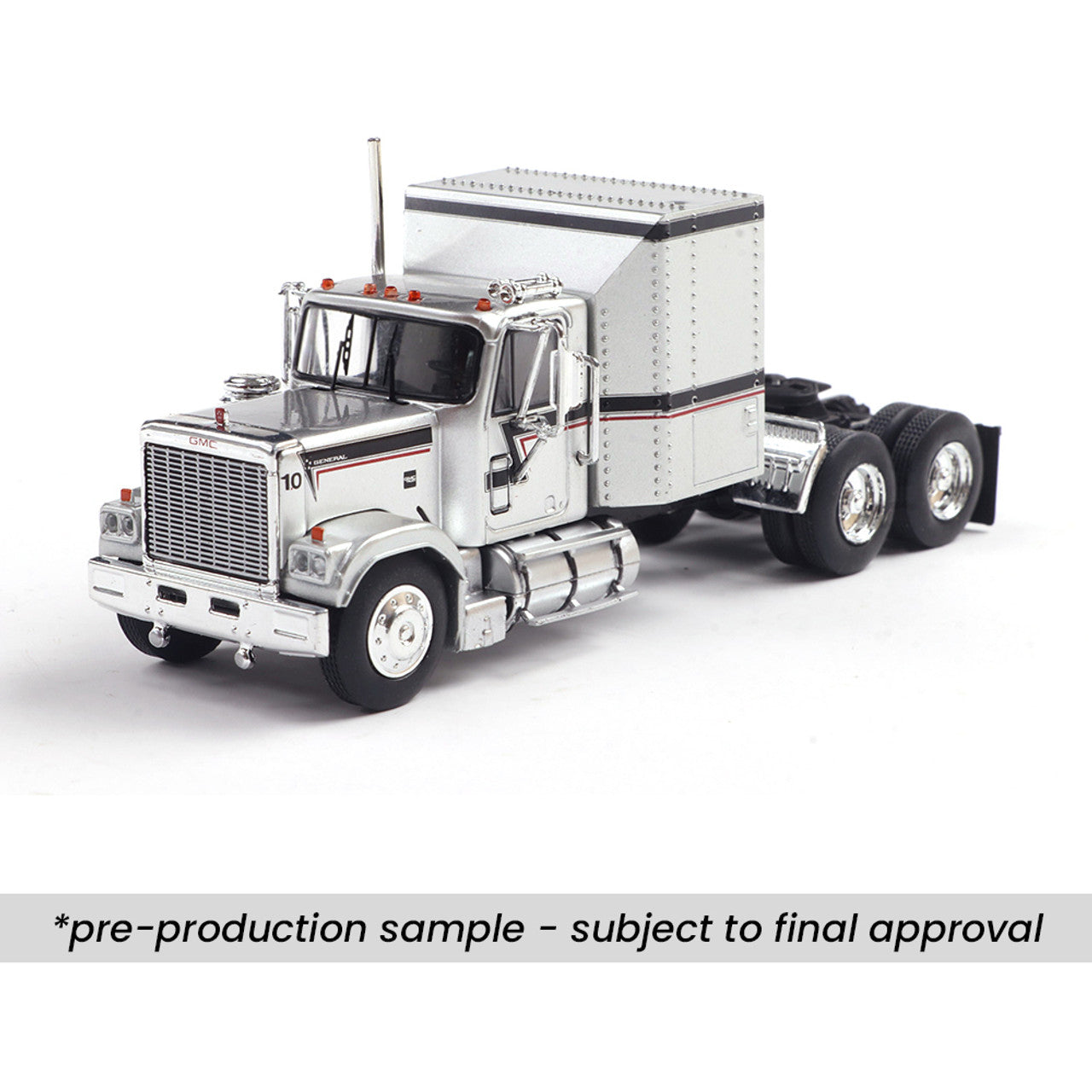 1980 GMC General - Silver w/ Black &amp; Red Stripes (1:64)