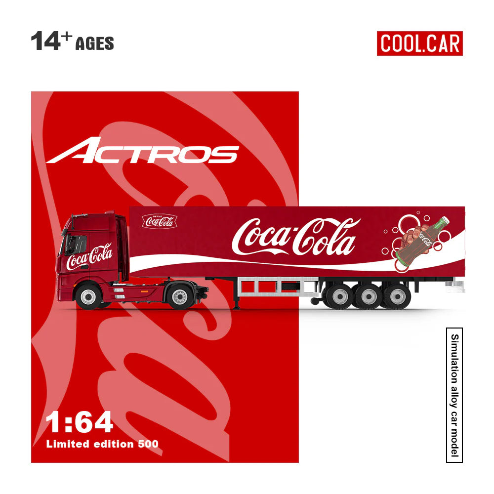 CoolCar 1/64 - Mercedes-Benz Actros Container Truck- Coca-Cola CC646735