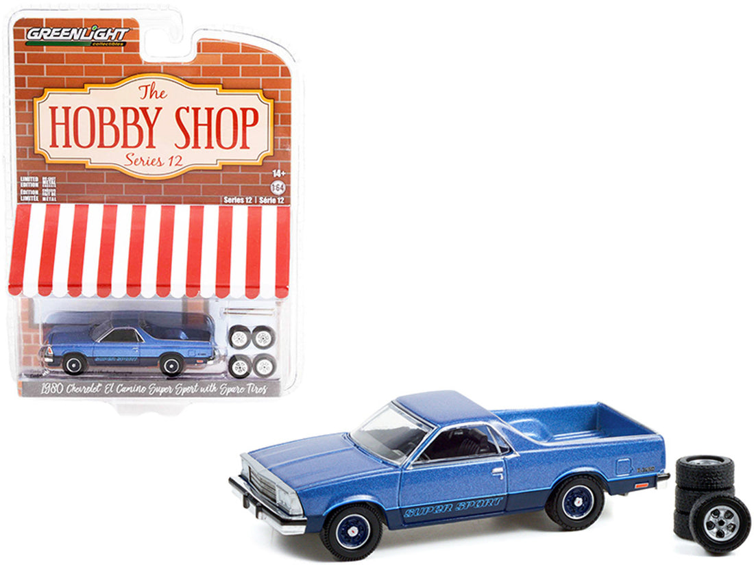 1980 Chevrolet El Camino Super Sport Blue Metallic and Spare Tires, "The Hobby Shop" Series 15