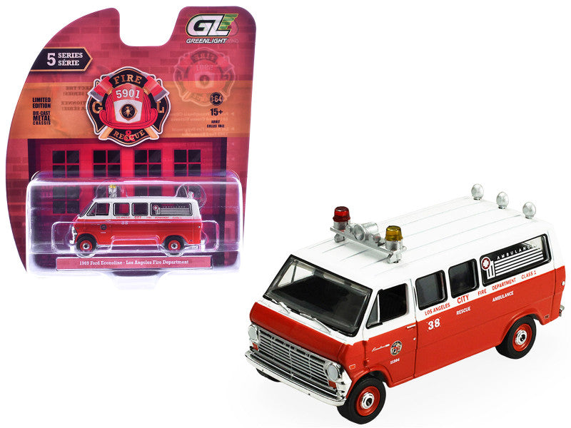 1969 Ford Econoline Ambulance Los Angeles Fire Department red and white GL67070 B
