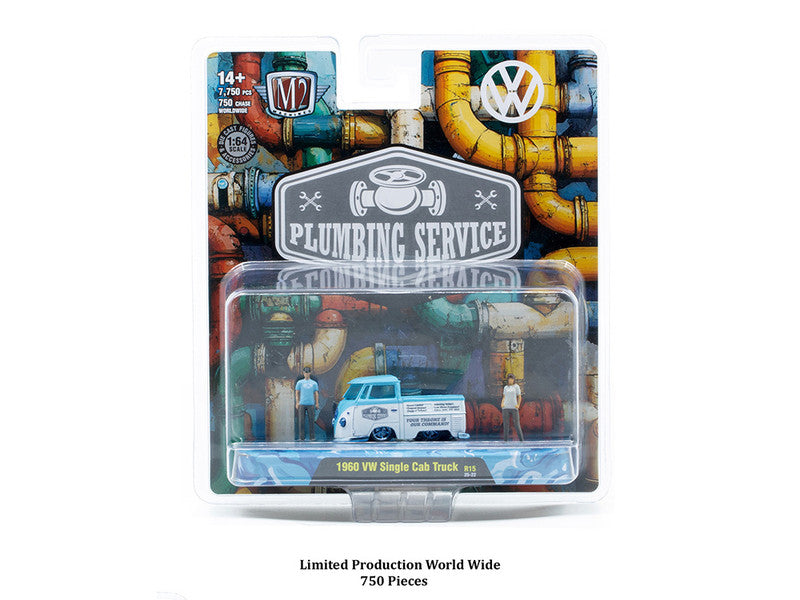 CHASE CARS-1960 VW Single Cab Truck “Plumbing Service” (CHASE-67500-15A) (M2 Machines Diorama, Release 15)