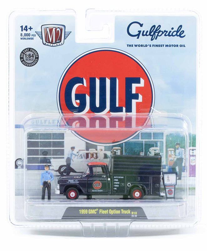 Gulf Oil - 1959 GMC Fleet Option Truck with figure and gas pump (67500-18-A) (M2 Machines Diorama)