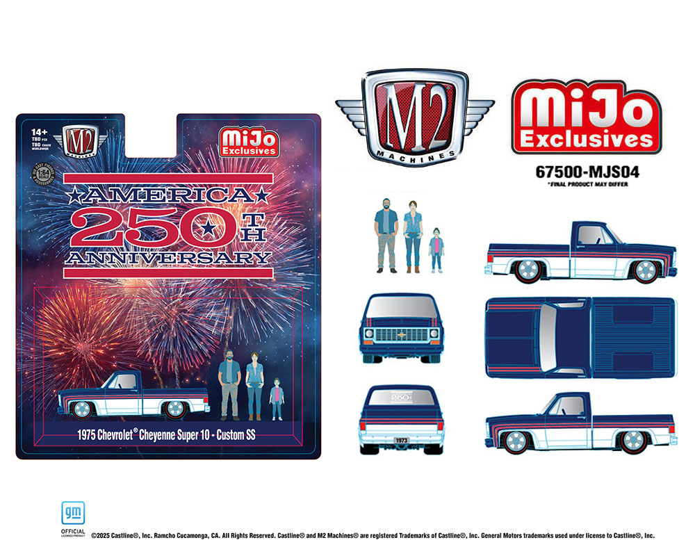 (PRE-ORDER 2026) M2 Machines 1:64 Diorama Series 1975 Chevrolet Cheyenne Super 10 Custom 250th America Anniversary with Family Figures – Mijo Exclusives