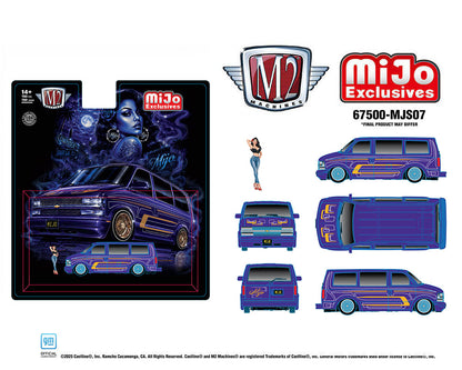 (PRE-ORDER 2027) M2 Machines 1:64 Diorama Series 1995 Chevrolet Astro Van Lowriders with Female Figure – MiJo Exclusives – 67500-MJS07