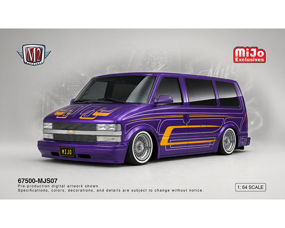(PRE-ORDER 2027) M2 Machines 1:64 Diorama Series 1995 Chevrolet Astro Van Lowriders with Female Figure – MiJo Exclusives – 67500-MJS07