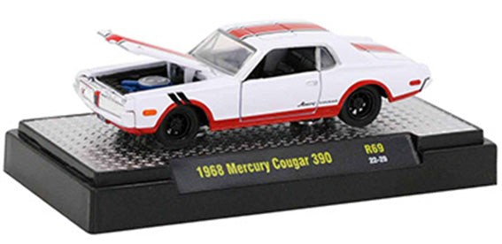1968 Mercury Cougar 390 in Bright White with Red and Black Stripes