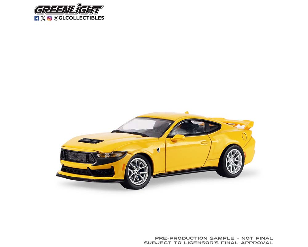 GreenLight 1:64 2024 Ford Mustang Dark Horse Yellow Splash Metallic – Auto Mall Series 8 – Limited Edition GL68080-E