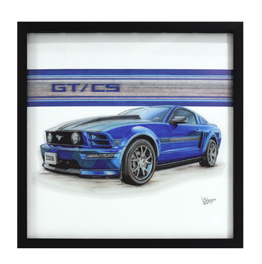 16"x16" Screen Printed Shadowbox - 2008 GT/CS Ford Mustang