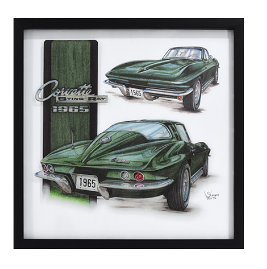 16"x16" Screen Printed Shadowbox - Chevrolet Corvette Stingray