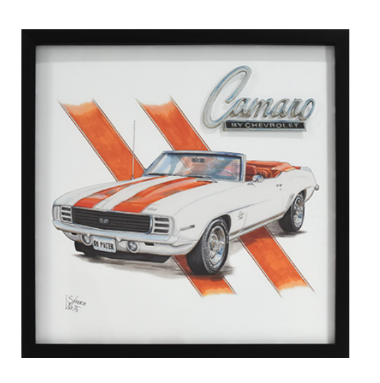 16"x16" Screen Printed Shadowbox - Chevrolet Camaro