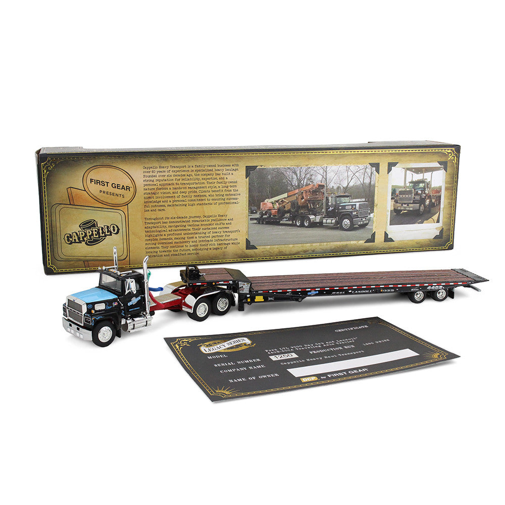 1/64 Cappello Heavy Transport Ford LTL 9000 Day Cab &amp; Landoll 440B-50CA Traveling