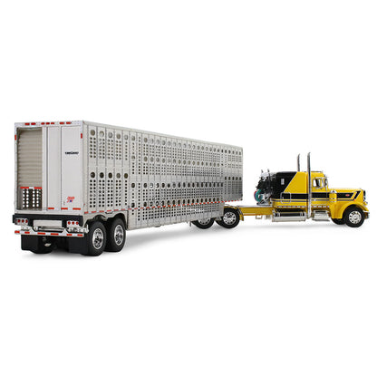 Peterbilt Model 359 Hank Cosper avec cabine couchette Flat Top de 63 po &amp; remorque à bétail Wilson Silverstar – DCP by First Gear 1:64 – 69-2265