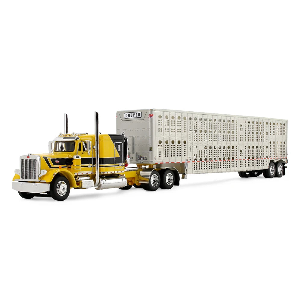 Peterbilt Model 359 Hank Cosper avec cabine couchette Flat Top de 63 po &amp; remorque à bétail Wilson Silverstar – DCP by First Gear 1:64 – 69-2265