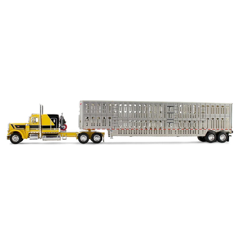 Peterbilt Model 359 Hank Cosper avec cabine couchette Flat Top de 63 po &amp; remorque à bétail Wilson Silverstar – DCP by First Gear 1:64 – 69-2265